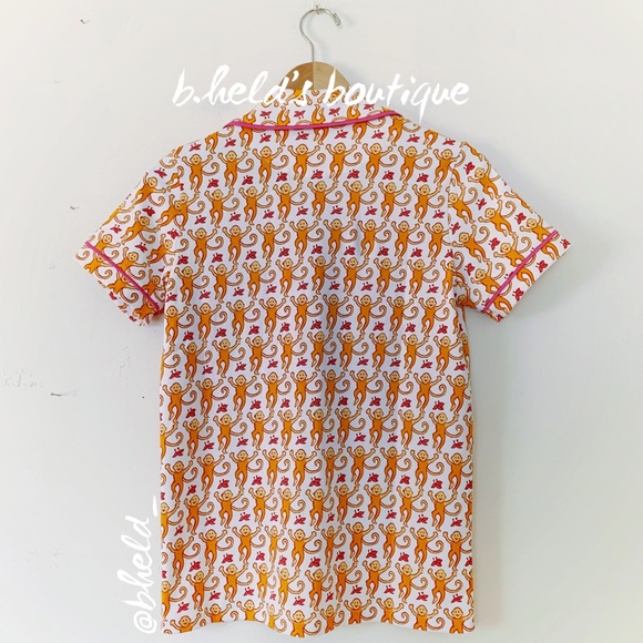 Roller Rabbit Monkey Polo Pajamas in Orange Monkey Size X-Small XS Brand New NWT - Picture 8 of 16